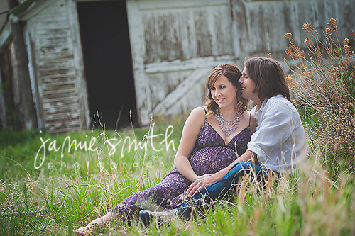 happy couple at maternity portrait session