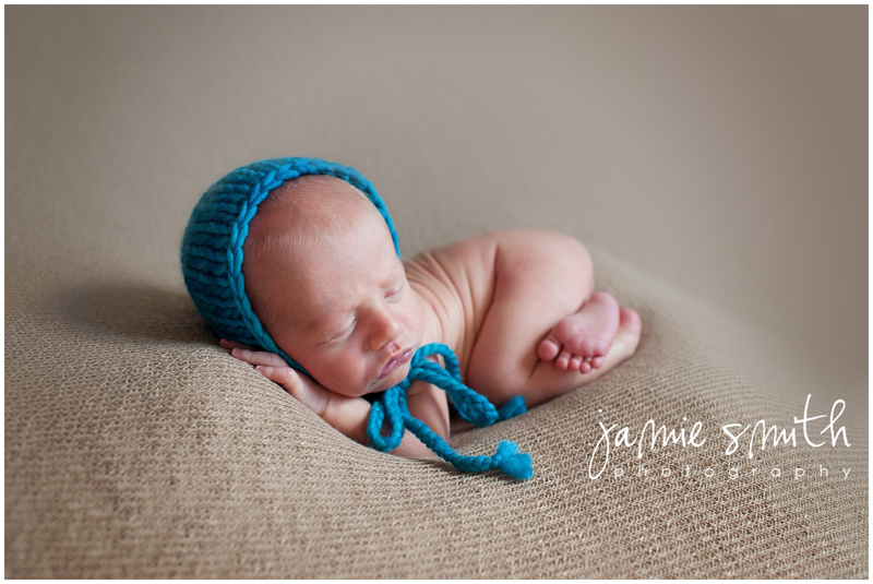 blue knit baby boy bonnet